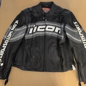 ICON Motorsports Leather Biker Jacket Motocross New Medium